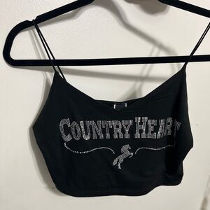 Hand made Black Country Heart Crop Top